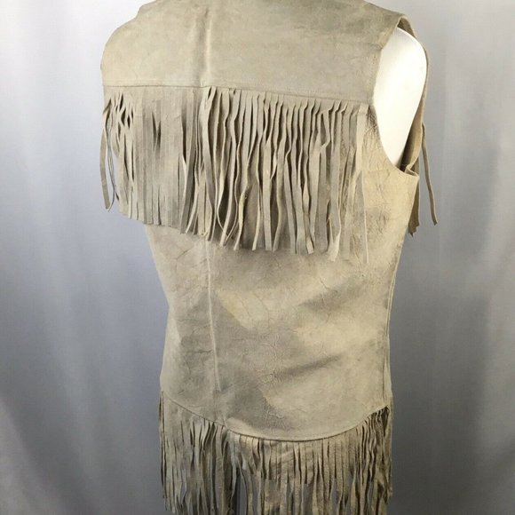 Leather Vest~Long Fringe~Western~Boho~Animal Hide~ - Picture 4 of 8